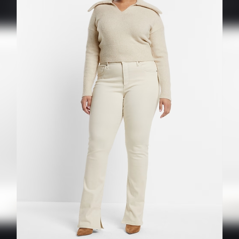 Express Mid Rise Cream Skyscraper Jeans